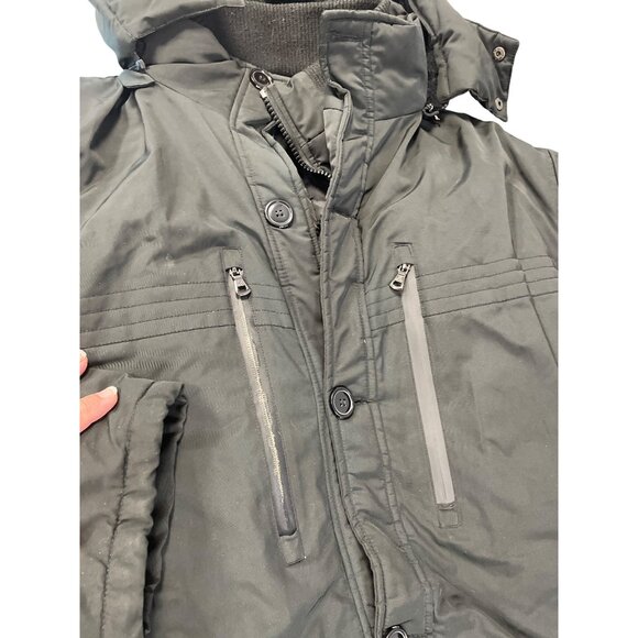 Spire Mens Black faux fur Hooded Winter Parka heavy winter coat 5XL SKU 9338 - Picture 7 of 16